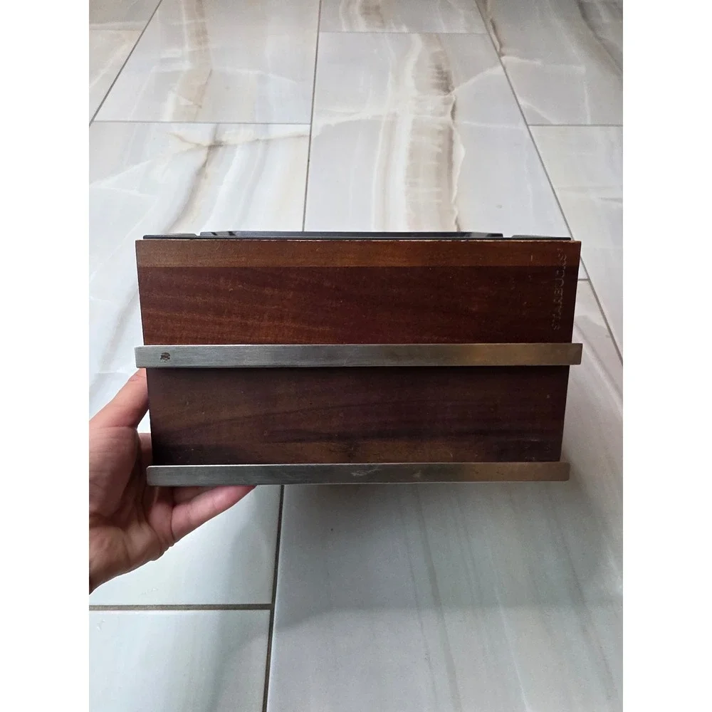 Starbucks Coffee Pod Drawer Organizer Wood Top Metal Storage 12 Capacity A2‎